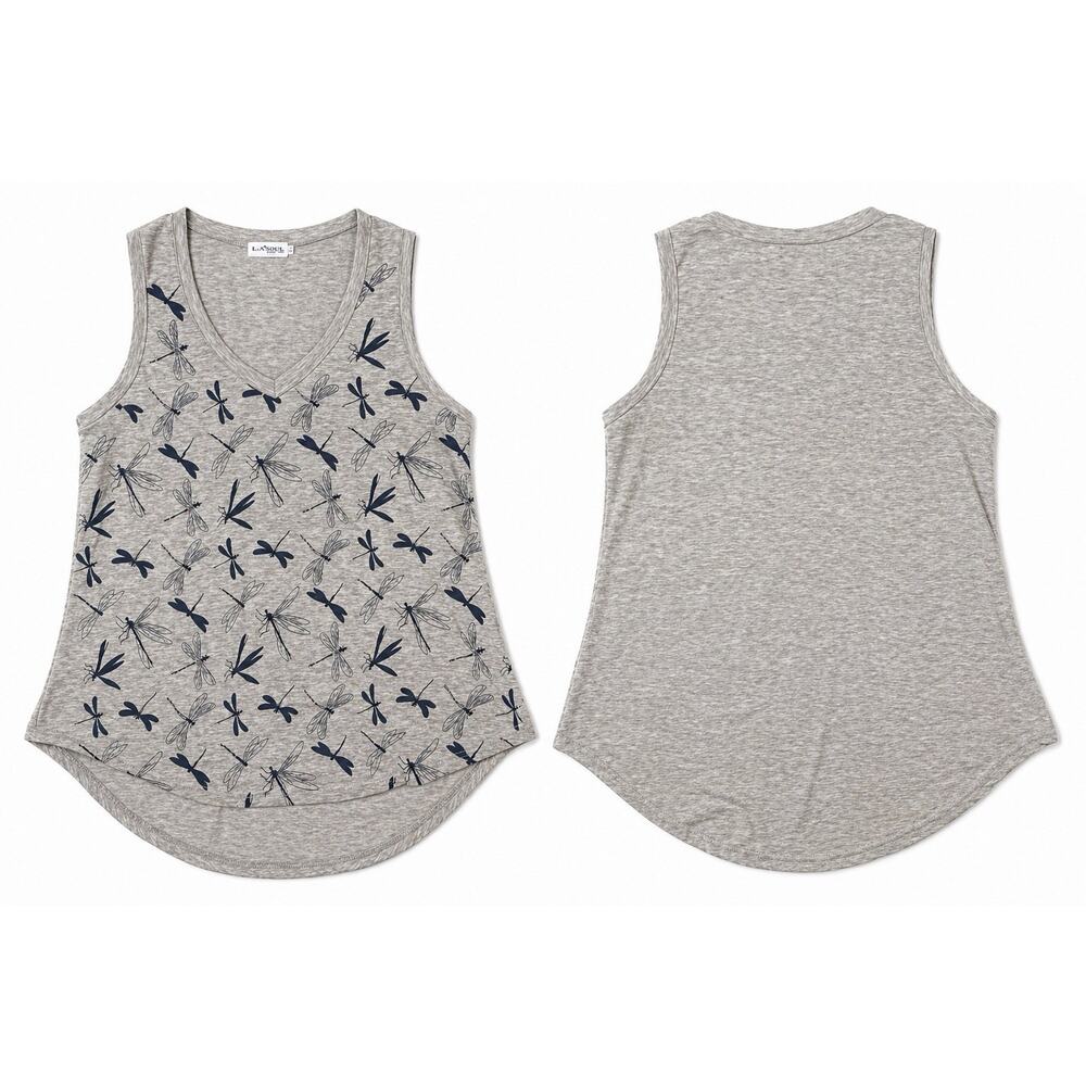 LA Soul Dragonfly Tank Top Womens Large Gray Sleeveless V Neck